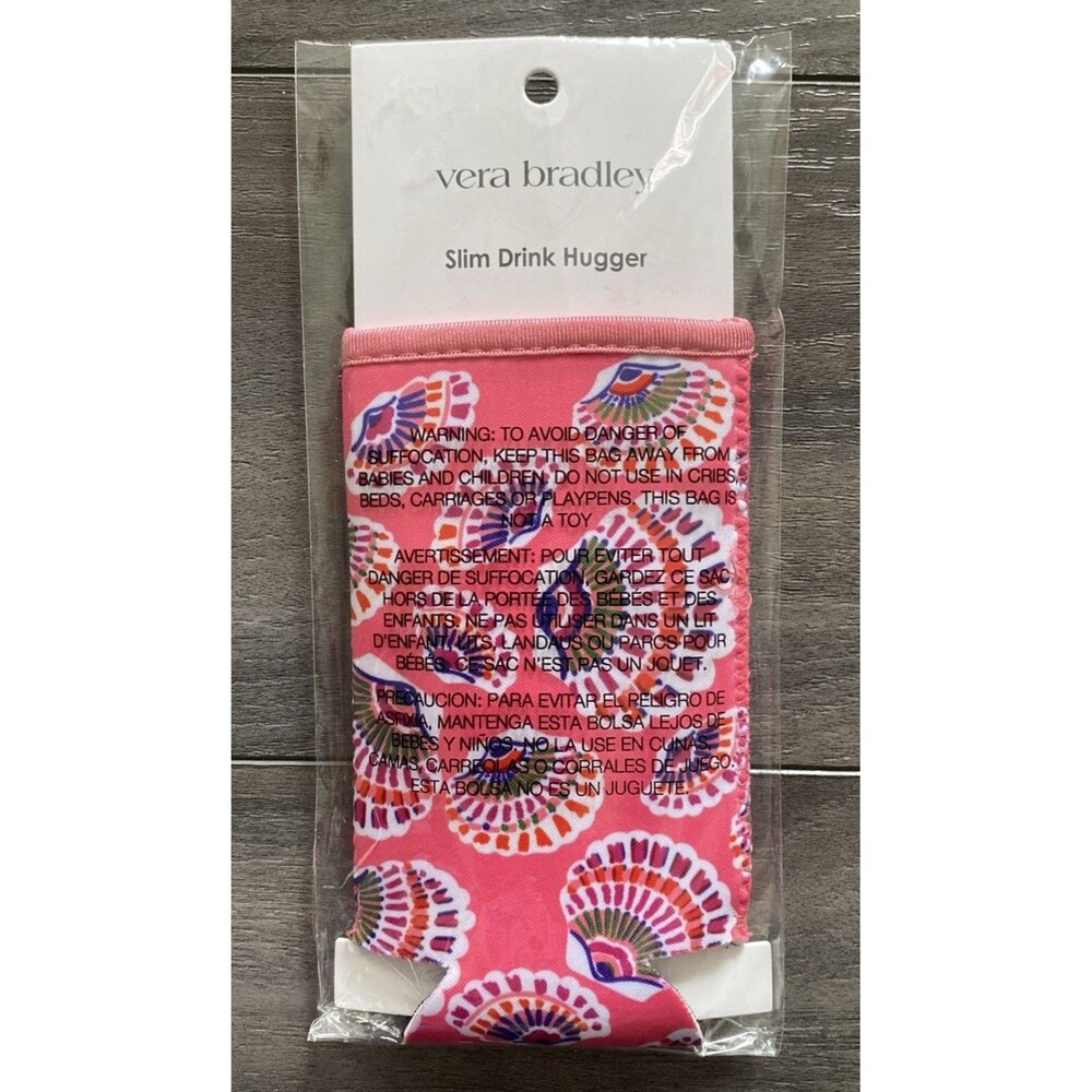 Vera Bradley Slim Drink Hugger Can Cooler Cozy Sleeve Huggie Shell yeah NEW